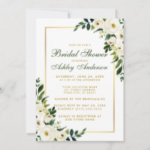 Brautparty Green Watercolor Floral Gold Einladung