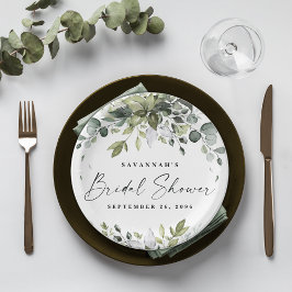 Brautparty Greenery Elegant Eucalyptus Boho Pappteller