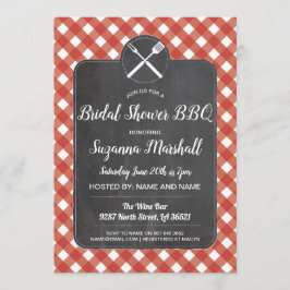 Brautparty GRILLEN Invite Red Gingham Chalk Einladung
