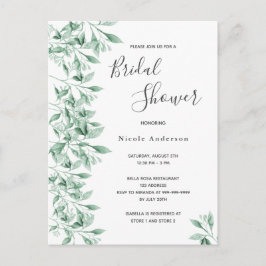 Brautparty grün botanische Einladung Skript Postkarte