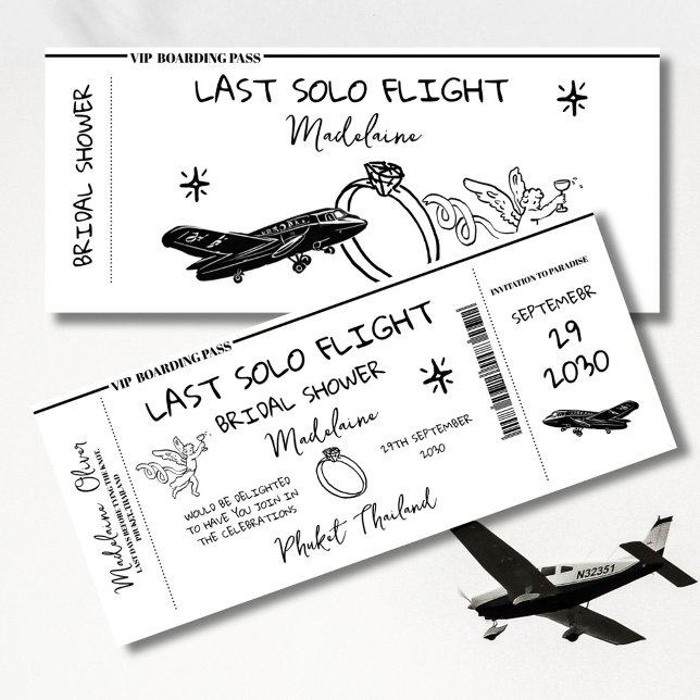Brautparty Hand Boarding Pass letzten Solo Flug Einladung (Von Creator hochgeladen)