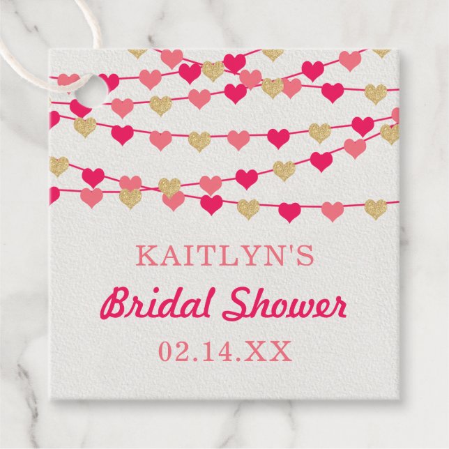 Brautparty "Hearts" für String-Liebe ändern Geschenkanhänger (Vorderseite)