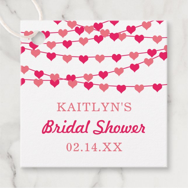 Brautparty "Hearts" für String-Liebe ändern Geschenkanhänger (Vorderseite)