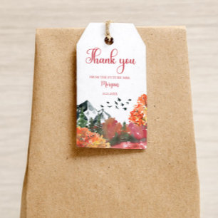 Brautparty Herbst-Bergwald dank Geschenkanhänger