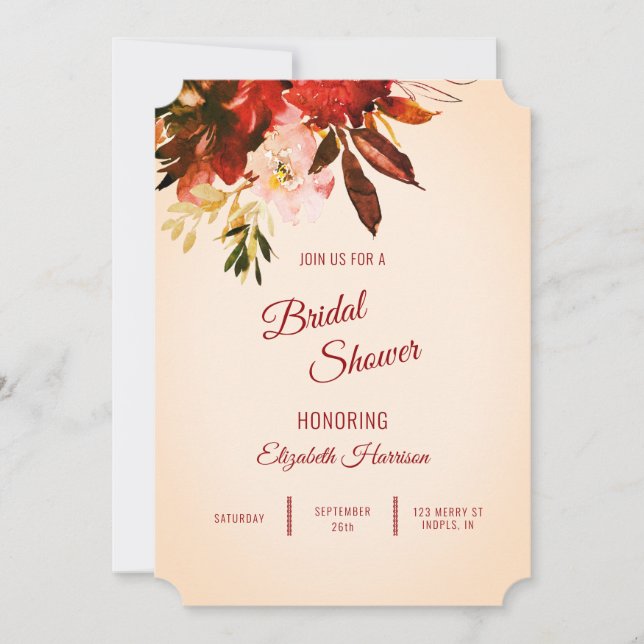 Brautparty Herbst Splendor Floral Elfenbeinküste Einladung (Vorderseite)