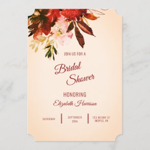 Brautparty Herbst Splendor Floral Elfenbeinküste Einladung