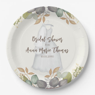 Brautparty Herbstleaves Hochzeitskleid Elegant Pappteller