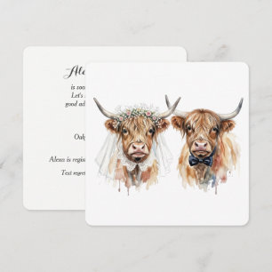 Brautparty Highland-Rinder in Aquarell Einladung