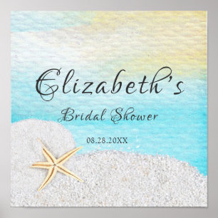 Brautparty Hochzeit am Strand mit weißem Sand Poster