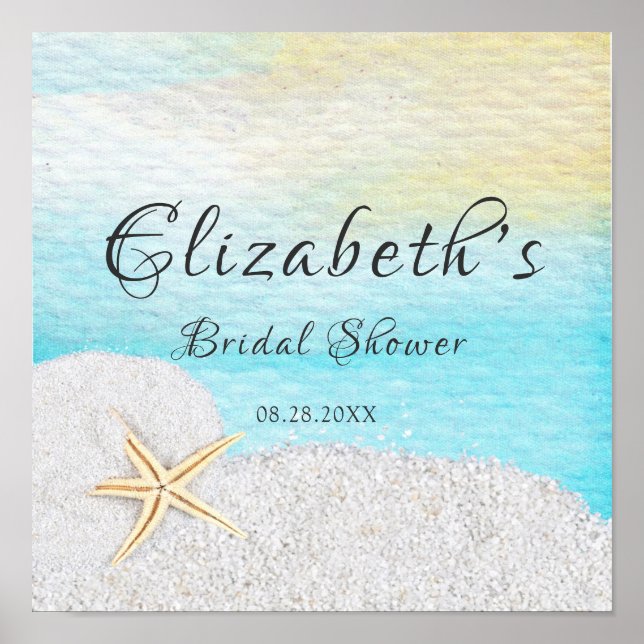Brautparty Hochzeit am Strand mit weißem Sand Poster (Vorne)