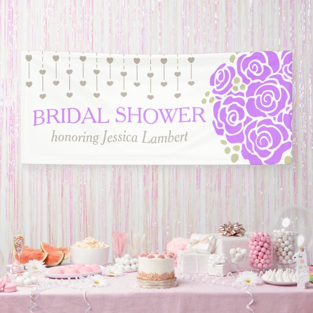 Brautparty Hochzeit lila posy Name Banner (Party)