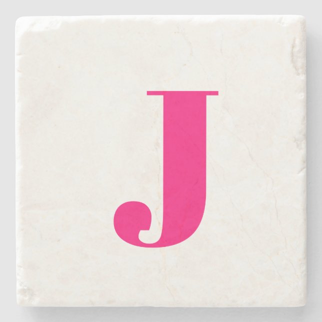 Brautparty Hochzeitsgeschenk Rosa Monogramm Name Steinuntersetzer (Vorderseite)