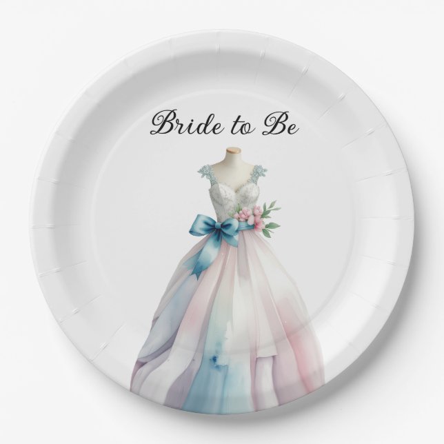 Brautparty Hochzeitskleid Braut zu sein Pappteller (Vorderseite)
