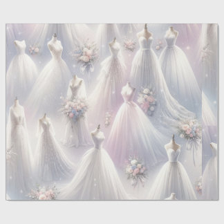 Brautparty Hochzeitskleid Pastel Glitzer Lights Geschenkpapier