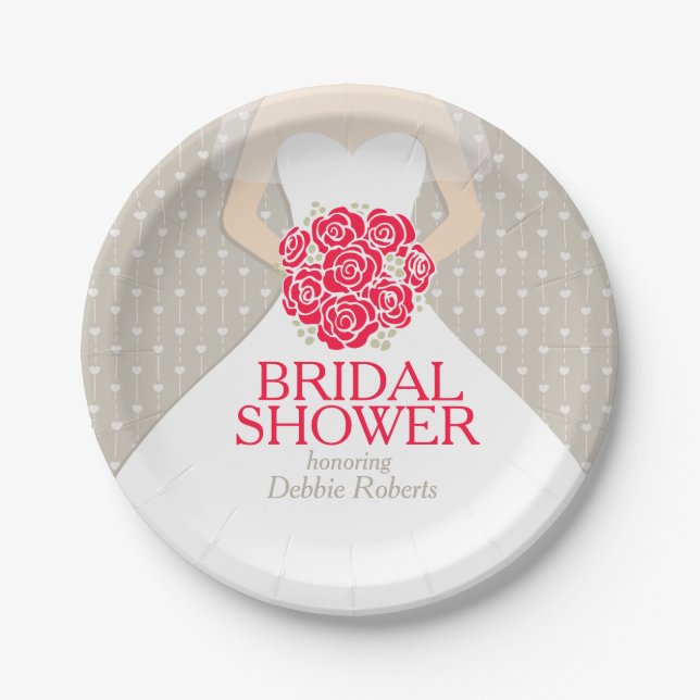 Brautparty Hochzeitskleid Sonderpapier Teller (Vorderseite)