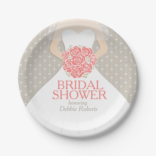 Brautparty Hochzeitskleid Sonderpapier Teller (Vorderseite)