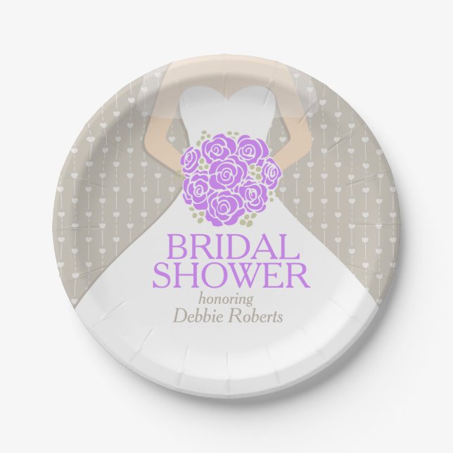 Brautparty Hochzeitskleid Sonderpapier Teller (Vorderseite)