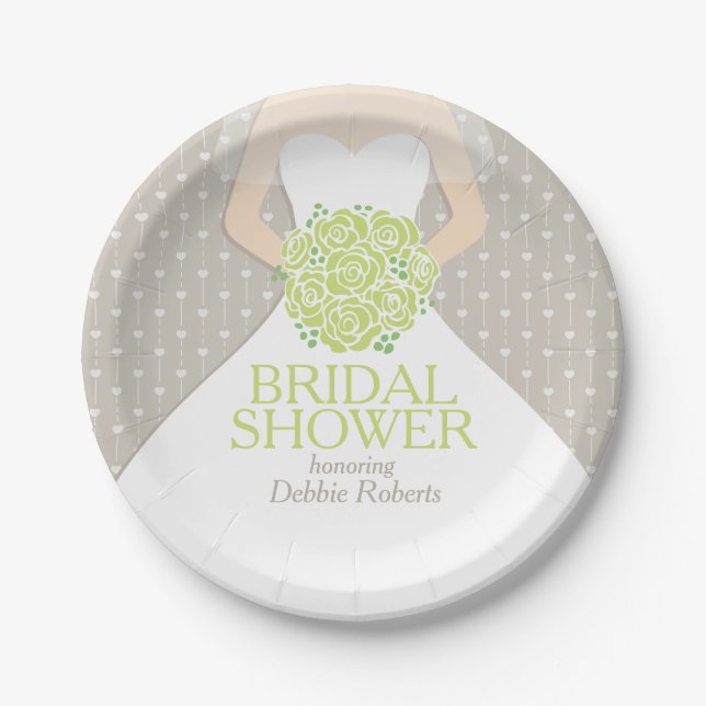 Brautparty Hochzeitskleid Sonderpapier Teller (Vorderseite)