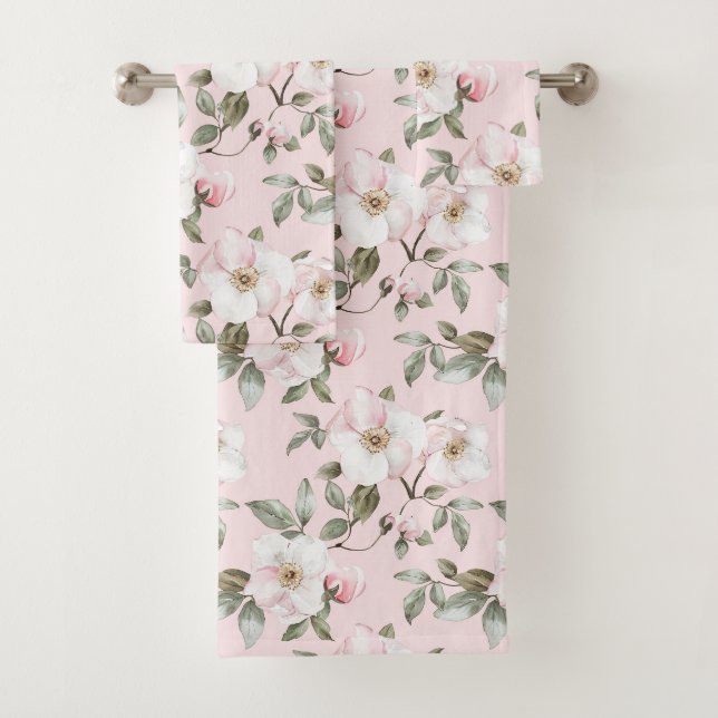 Brautparty hübsch rosa Weiße Blume Badhandtuch Set (Insitu)