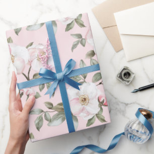 Brautparty hübsch rosa Weiße Blume Geschenkpapier