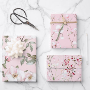 Brautparty hübsch rosa Weiße Blume Geschenkpapier Set