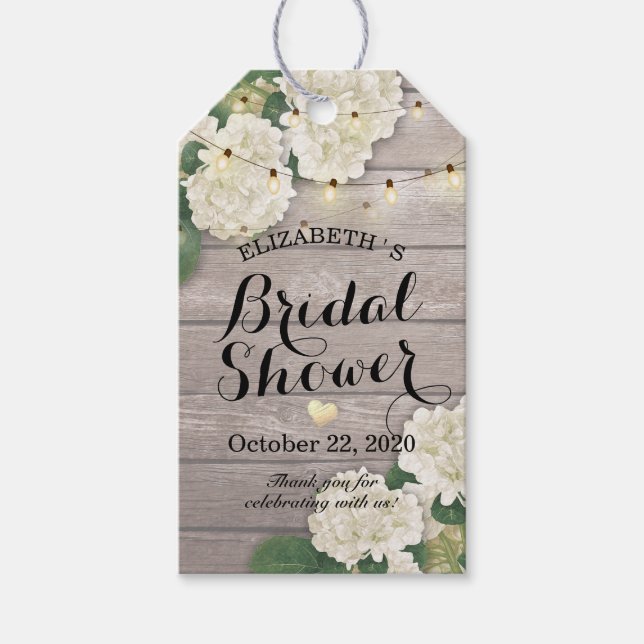 Brautparty Hydrangea Blume String Lights Holz Geschenkanhänger (Vorderseite)