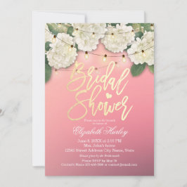 Brautparty Hydrangea Blume String Lights Pink Einladung