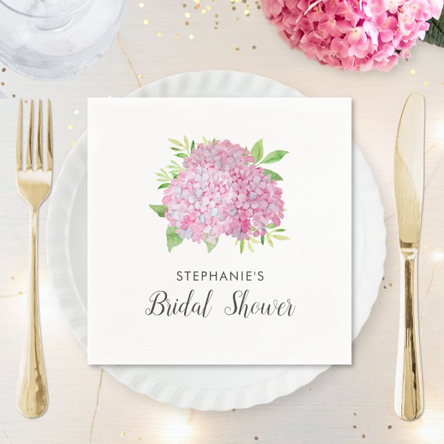 Brautparty Hydrangea Pink Floral Napkins Serviette (Von Creator hochgeladen)