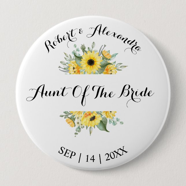 Brautparty-ID für Sonnenblumengrün Button (Vorderseite)