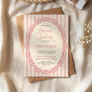 Brautparty im Vintage-Spitzen-Rosa-Ton Einladung