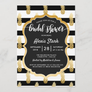 Brautparty | Imitate Gold Foil Ananas Streifen Einladung