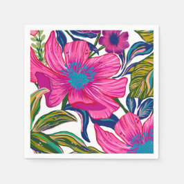 Brautparty in Aquarelltönen und botanisch-rosa Serviette
