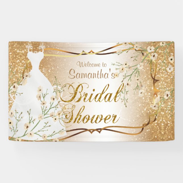 Brautparty in Gold Glitzer 2 Banner (Horizontal)