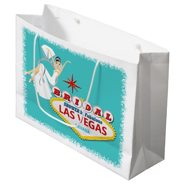 Brautparty in Las Vegas Geschenktasche Große Geschenktüte (Vorderseite Schrägansicht)
