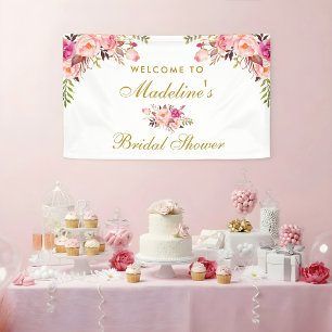 Brautparty in Rosa florales Rosa Blush Willkommen Banner