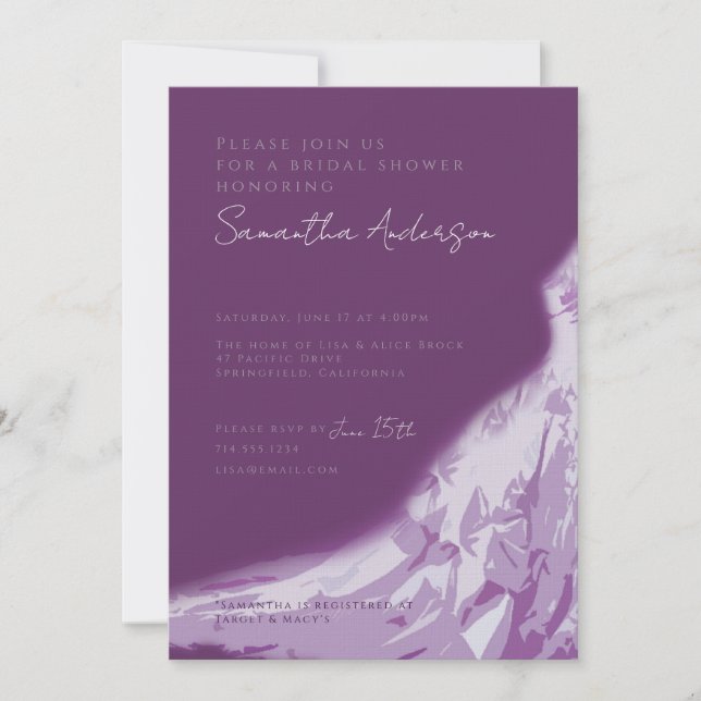 Brautparty Invite bridal goed Eggplant Plum Einladung (Vorderseite)