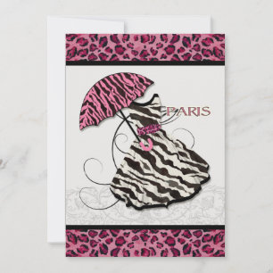 Brautparty Invite Leopard, Retro Dress, Paris Einladung