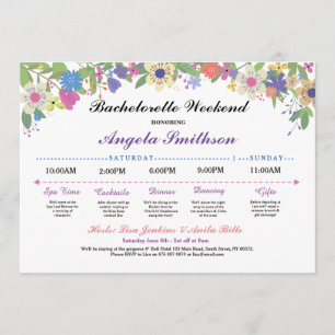 Brautparty Itinerary Bachelorette Lila Plan Einladung