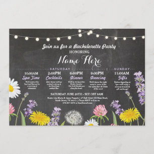 Brautparty Itinerary Bachelorette Wilde Blume Einladung