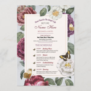 Brautparty Itinerary Bloom Floral Butterfly Programm
