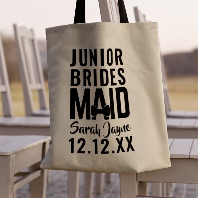 Brautparty Junior Bridesmaid Wedding Tote Bag Tragetasche (Junior Bridesmaid Wedding Tote Bag with space for a name and your wedding date!)