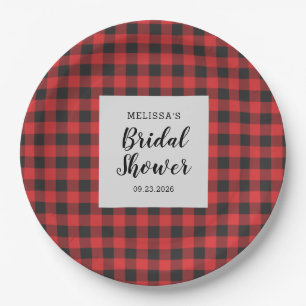 Brautparty Kariert Black Red Buffalo Lumberjack Pappteller