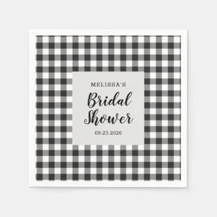 Brautparty Kariert Schwarz-weiß Gingham Serviette
