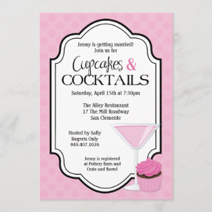 Brautparty-kleine Kuchen und Cocktails Einladung