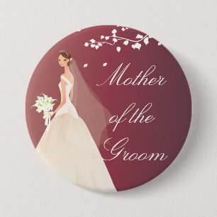 Brautparty-Knopf der Herbst-hochroter Braut-MOG Button