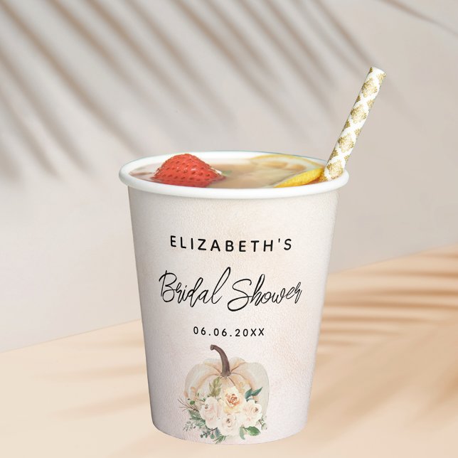 Brautparty Kürbis fällt Sahne Rose Gold Pappbecher (Von Creator hochgeladen)