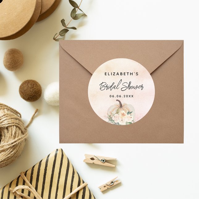 Brautparty Kürbis fällt Sahne Rose Gold Runder Aufkleber (Von Creator hochgeladen)