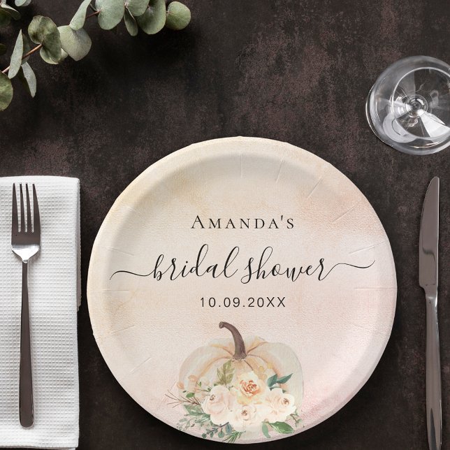 Brautparty Kürbis Rose Goldcreme Pappteller (Von Creator hochgeladen)