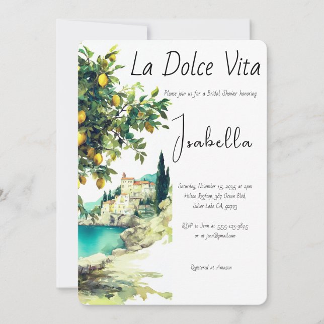Brautparty La Dolce Vita Einladung (Vorderseite)