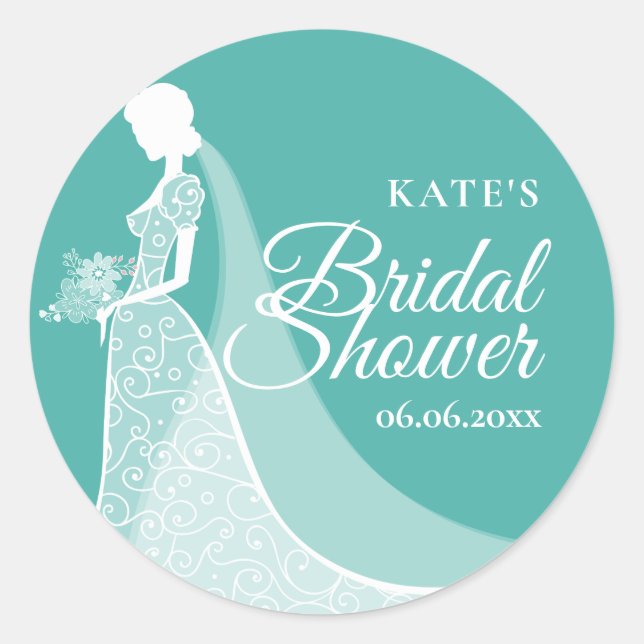 Brautparty Lace Wedding Gown Gefallen Runder Aufkleber (Vorderseite)